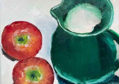 Jan Burling, "Apples and a Pitcher", oil, Portsmouth Arts Guild