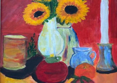 Sheila Clark Lundy, "Sunflowers", acrylic, Portsmouth Arts Guild