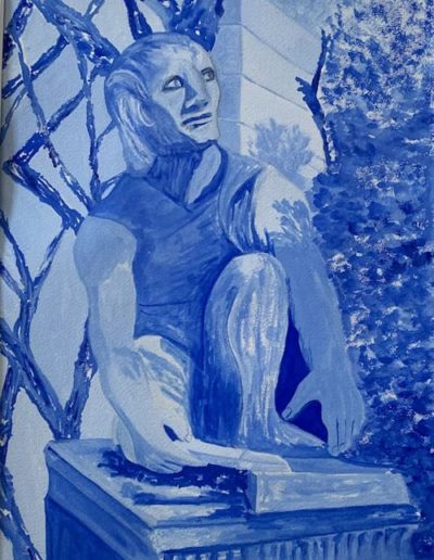 Penny Carrier, "Lurking - Color Study in Blue", 10" x 14 gouache, $175