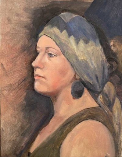 Faces, Jamie Derr, "Angela", 12 'x 16" Oil $950, Portsmouth Arts Guild