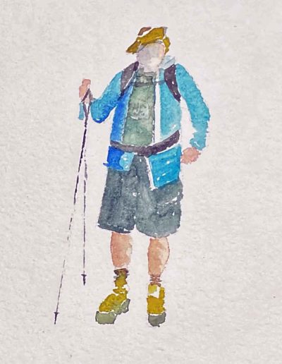 Faces, Jan Burling, "The Hiker", watercolor, $95, Portsmouth Arts Guild