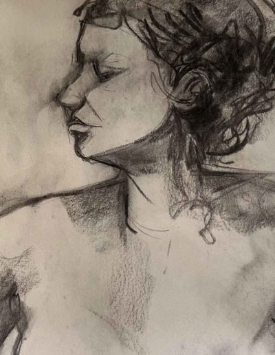 Faces, Lisa Bliss, "Figure in Profile", charcoal, $400, Portsmouth Arts Guild