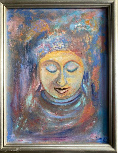 Sheila Clark Lundy, "Blue Lady Buddha", acrylic, $500, Portsmouth Arts Guild