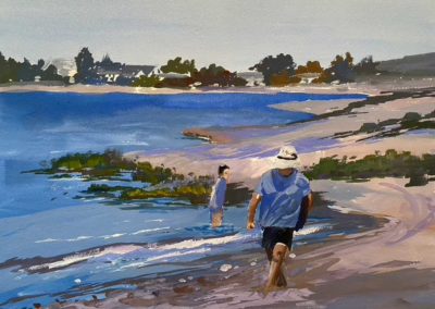 Wendy Berube, "A Walk on the Beach", gouache, $400, Portsmouth Arts Guild