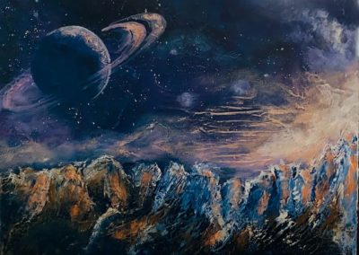 Sue Dussault-Eddins, "Saturn over Jupiter", Acrylic, $100