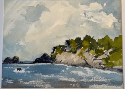 Lisa Bliss, "Surfer's End, Second Beach", Watercolor, $250