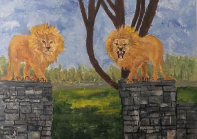 Sarah Oesting, "Lions at Colt State Park", Acrylic, $35