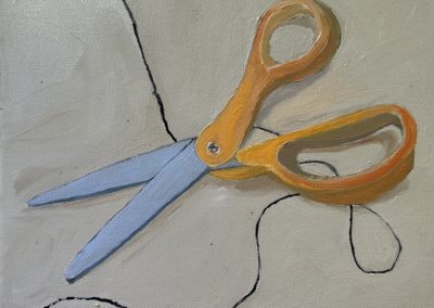 Portsmouth Arts Guild, Mandy Howe, "Scissors #3", from my Household Objects series, acrylic on canvas, 8"x10", $30