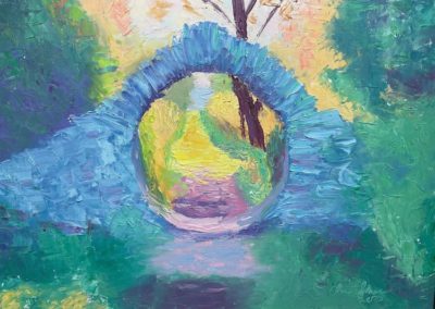 Christopher Smeraldi, "Moon Gate, Kinney Azalea Gardens", Oil, $350