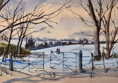 Gary Graham, "Snow Scene", Watercolor, $300
