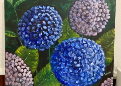 Laurie Rapoza, "Hydrangeas" Acrylic, $250