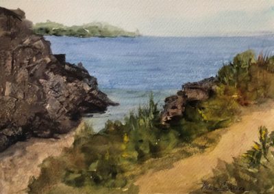 Penny Carrier, "Plein Air at Fort Wetherill, Study-1", Watercolor, $350