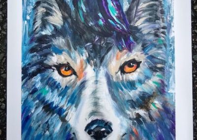Wendy Davis, "Wolf and Raven", Acrylic, $95