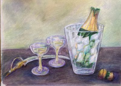 Susan Clemens, "Sabered Champagne", Watercolor, $180