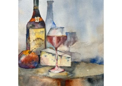 Gary Graham, "Still Life with Blue Cheese" Watercolor, $200