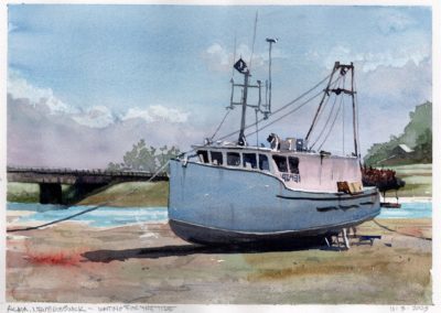 SOLD Ed Huff, "Waiting for the Tide", Watercolor, $200