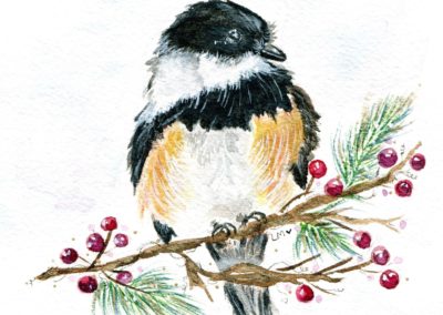 Leslie Morrissey, "Chickadee", Watercolor, $40