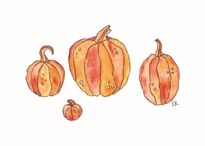 Eileen Pollina, "Pumpkin Patch", Watercolor, $150