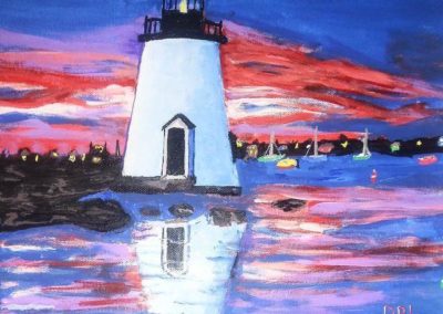 David Lecomte, "New Bedford Lighthouse", Acrylic, $125