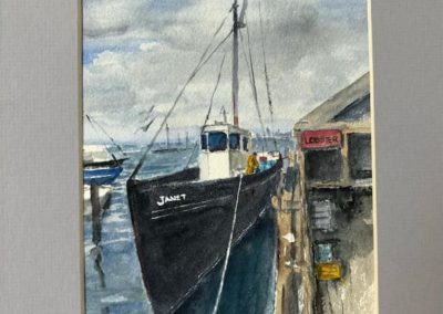 Portsmouth Arts Guild, Members Show 2024, David Sharp, "Janet at the Dock", Watercolor, $90