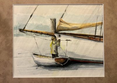 Portsmouth Arts Guild, Members Show 2024, David Sharp, "Working in the Rain", Watercolor, $150