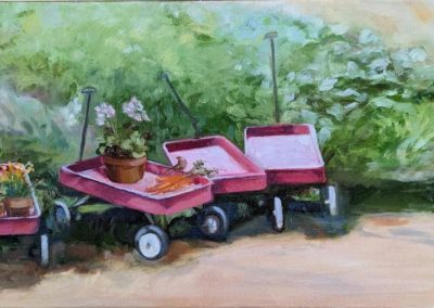 Portsmouth Arts Guild, Members Show 2024, Patti Milton, "Red Wagons", Oil, $200