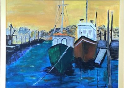 Portsmouth Arts Guild, Members Show 2024 Sheila Clark Lundy, "Fishing Boats", Acrylic, $250