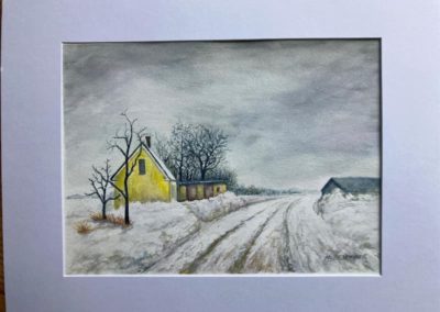 Portsmouth Arts Guild, Members Show, Susan Clemens, "Snowy Road", Watercolor, $140