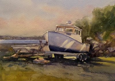 Portsmouth Arts Guild, Members Show 2024, Wendy Berube, "Sunlit Boat", Watercolor, $300