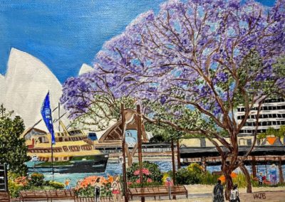 Portsmouth Arts Guild, Members Show 2024, William Bowers, "Jacaranda Trees Sydney, Australia", Acrylic, $200