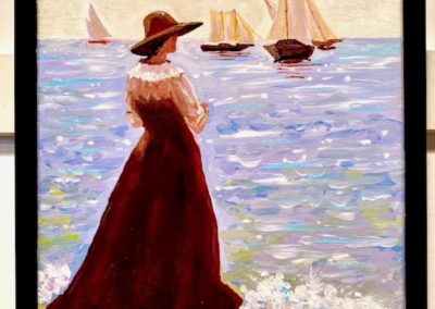 Portsmouth Arts Guild, Members Show 2024, William Chip Leakas, "Victorian Lady Watching Sailboats from the Shore", Acrylic, $125