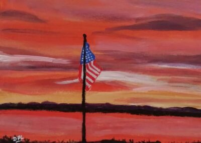 David Lecomte, "Orange Sunset", acrylic, $125, Portsmouth Arts Guild