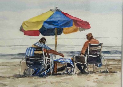 Gwen Fuller, "Beach Umbrella", watercolor, $275, Portsmouth Arts Guild