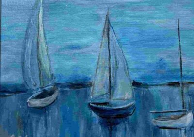 Jacqueline Johnson, "Sailboats", acrylic, $125, Portsmouth Arts Guild