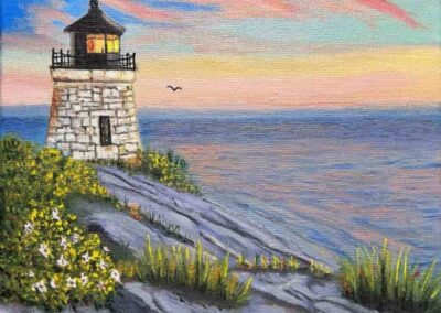 Michael Benisch, "Castle Hill Lighthouse", acrylic, $125, Portsmouth Arts Guild