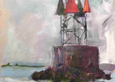 Paul Olson, "Castle Island Light", oil, $450, Portsmouth Arts Guild