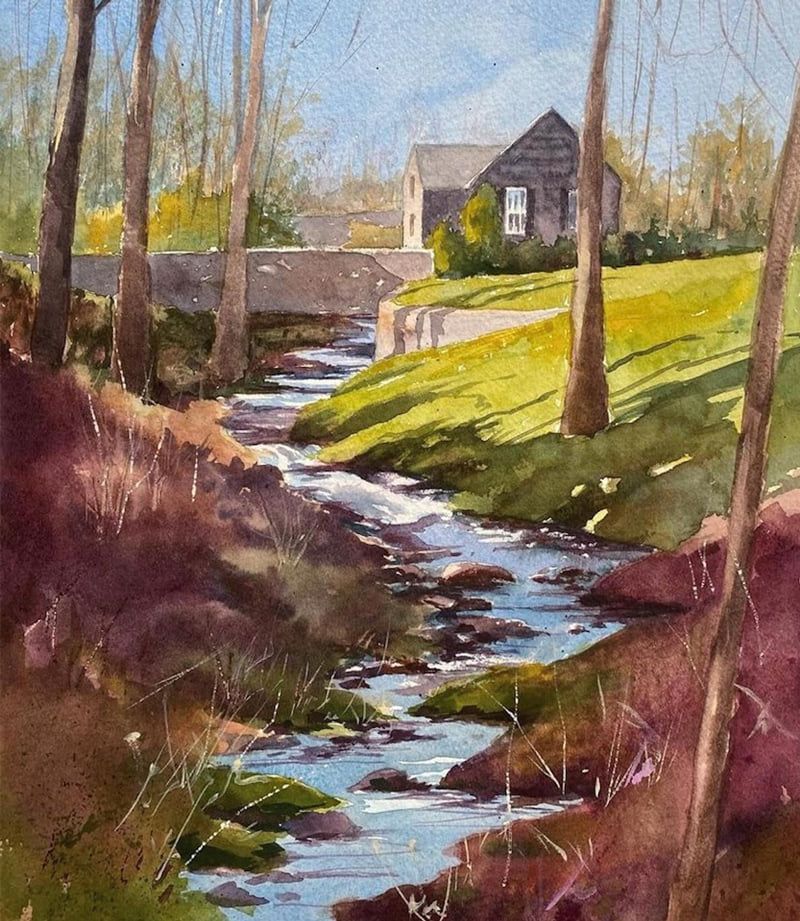 PAG, The Great Outdoors, Wendy Berube, "Unlimited Streaming", Watercolor, $450