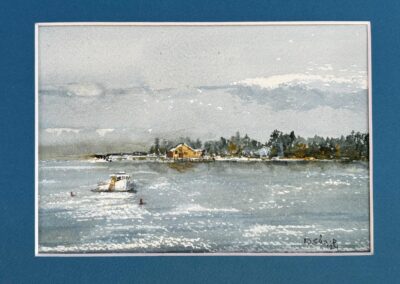 Sold David Sharp, Maine Coast Winter, Watercolor, $75