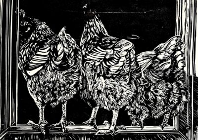 Sold Erin Lobb Mason, Chicken Butts, Linocut, $65