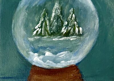 Jane Lavender, Snow Globe: Winter, Acrylic, $50