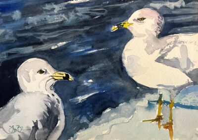 Lisa Bliss, One Seagull Two Seagulls, Watercolor, $100