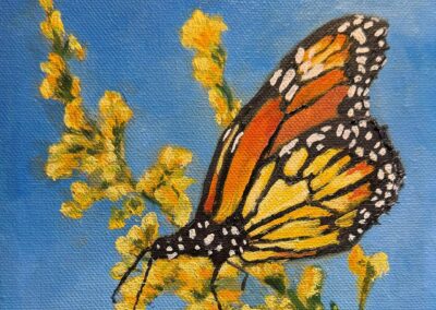 Paula Desano Santos, Monarch On Yellow Flower, Oil, $50